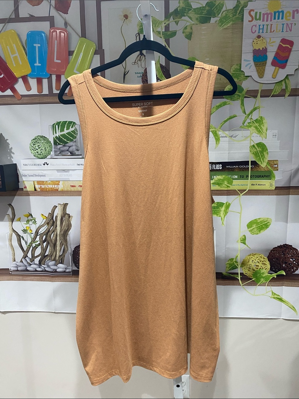 torrid Rib Knit Tank Top in Camel Brown